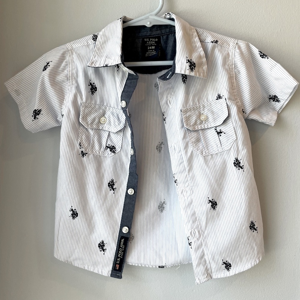 Toddler Boys Short Sleeve Polo Assn. Button Down Shirt